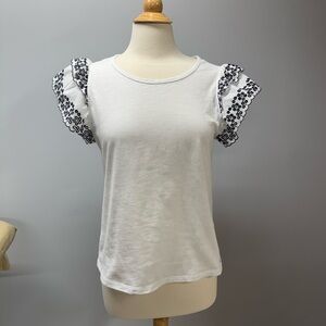 Tommy Hilfger blouse 100% cotton black eyelet embroidered lace embellishments